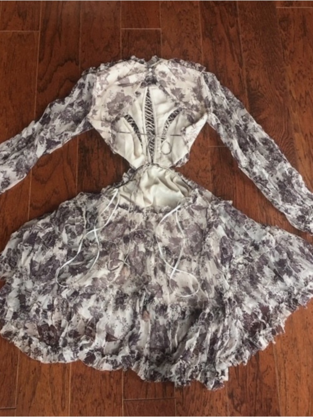 Zimmermann Cream and Brown Floral Ruffle Mini Dress Sz M - Picture 13 of 15